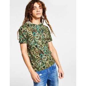 INC Men Hooded Print T-Shirt Green Tea Leaf Size XXL